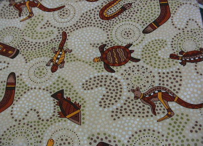 Australian Gooloo in Beige - Dot Art Fabric - Click Image to Close